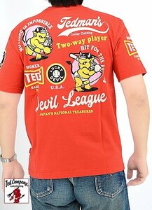 BASEBALL半袖Tシャツ◆TEDMAN/テッドマン レッドLサイズ（サイズ42）TDSS-563 エフ商会 アメカジ efu 赤鬼 野球