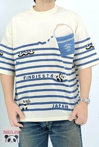 ペンキボーダー半袖Tシャツ◆PANDIESTA JAPAN ネイビーXLサイズ 554472 パンディエスタジャパン ぬいぐるみ マリン ユニセックス