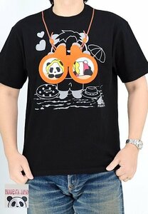 のぞき見パンダ半袖Tシャツ◆PANDIESTA JAPAN ブラックXLサイズ 554357 パンディエスタジャパン ユニセックス