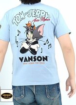 vanson×TOM＆JERRY 半袖Tシャツ◆vanson ブルーXXLサイズ TJV-2413 バンソン ヴァンソン トムとジェリー 刺繍 バイカー_画像1