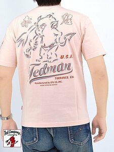 ピンストライプ半袖Tシャツ◆TEDMAN/テッドマン ピンクXXLサイズ（サイズ46）TDSS-565 エフ商会 アメカジ efu 赤鬼