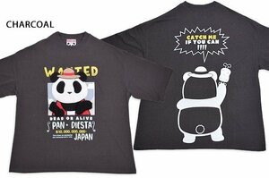 手ぶらパンダ半袖Tシャツ ◆PANDIESTA JAPAN チャコールLサイズ 554471 パンディエスタジャパン 3D ユニセックス