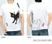 ラミ＆アール「一緒に遊びに行こうよ！」半袖Tシャツ◆LIN ホワイトMサイズ AL-75107 黒猫 ネコ ネズミ 鼠 ユニセックス_画像3