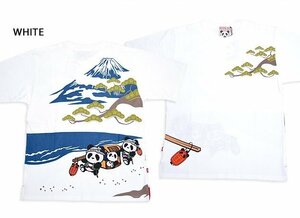 熊猫五十三次半袖Tシャツ◆PANDIESTA JAPAN ホワイトMサイズ 554859 パンディエスタジャパン パンダ 和柄 刺繍