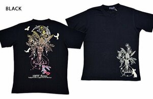 黒菟華 100Wの花半袖Tシャツ◆LIN ブラックXXLサイズ AL-759066 兎 うさぎ 和柄 和風 ユニセックス