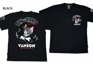 vanson×TOM＆JERRY 半袖Tシャツ◆vanson ブラックXXLサイズ TJV-2413 バンソン ヴァンソン トムとジェリー 刺繍 バイカー