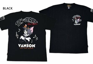vanson×TOM＆JERRY 半袖Tシャツ◆vanson ブラックXLサイズ TJV-2413 バンソン ヴァンソン トムとジェリー 刺繍 バイカー