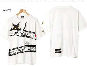 ラミ＆アール 4コマ劇場半袖Tシャツ◆LIN ホワイトXXLサイズ AL-75108 黒猫 ネコ ネズミ 鼠 ユニセックス