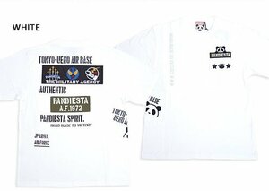 熊猫エアベース半袖Tシャツ◆PANDIESTA JAPAN ホワイトXLサイズ 554855 パンディエスタジャパン パンダ ミリタリー 刺繍