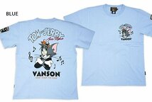 vanson×TOM＆JERRY 半袖Tシャツ◆vanson ブルーXXLサイズ TJV-2413 バンソン ヴァンソン トムとジェリー 刺繍 バイカー_画像2
