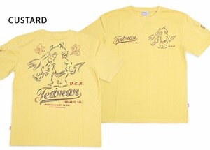 ピンストライプ半袖Tシャツ◆TEDMAN/テッドマン カスタードXLサイズ（サイズ44）TDSS-565 エフ商会 アメカジ efu 赤鬼