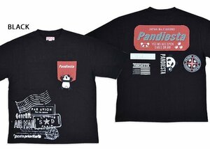 ぶら下がりパンダ半袖Tシャツ◆PANDIESTA JAPAN ブラックＭサイズ 554956 パンディエスタジャパン 刺繍 ユニセックス