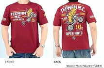 SUPER MOTO半袖Tシャツ◆TEDMAN/テッドマン ワインXLサイズ（サイズ44）TDSS-562 エフ商会 アメカジ efu 赤鬼_画像3