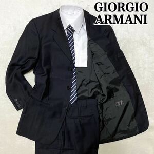 1円〜GIORGIO ARMANI ジョルジオアルマーニ スーツ セットアップ ストライプ ブラック2B 