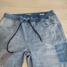 ★BAYFLOW DENIM ダメージ加工 デニムパンツ ウエスト紐調節　リペア加工 ロールアップ　サイズМ　送料レターパックプラス520円発送_画像5