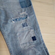 ★BAYFLOW DENIM ダメージ加工 デニムパンツ ウエスト紐調節　リペア加工 ロールアップ　サイズМ　送料レターパックプラス520円発送_画像6