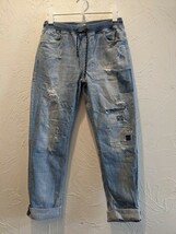 ★BAYFLOW DENIM ダメージ加工 デニムパンツ ウエスト紐調節　リペア加工 ロールアップ　サイズМ　送料レターパックプラス520円発送_画像1