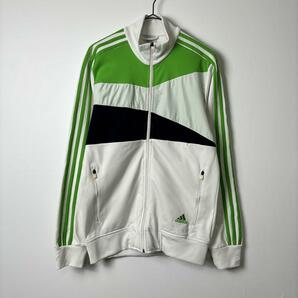 adidas 異素材 スリーライン トラックジャケット 白緑 S S1502