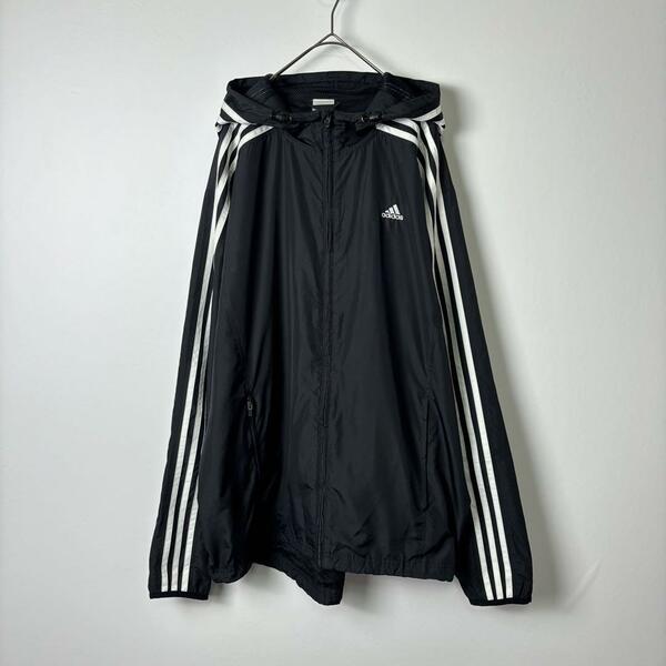 00s adidas ナイロンジャケット パーカー スリーライン L S2502