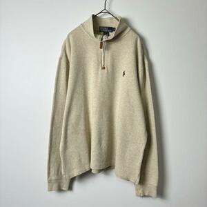 90s Ralph Lauren half Zip sweat beige M S2602