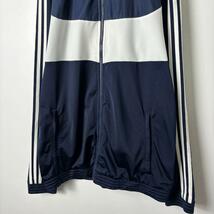 adidas 異素材 袖ライン トラックジャケット ジャージ 白紺 2XL_画像3