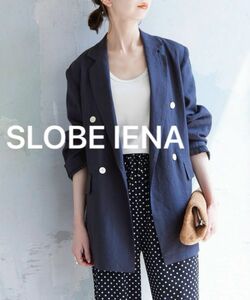 SLOBE IENA リネンテーラードジャケット　ネイビー　紺ブレ　ダブル　麻