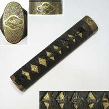 旧家買取品 素晴らしき金象嵌 時代武具 刀装具 柄前 金色絵 鉄地 金象嵌 雨龍図 縁頭 胴地 馬具図 7cmを超える大目貫 その7_画像1