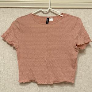 【H&M】ショート丈 半袖 Tシャツ Sサイズ ピンク カットソー