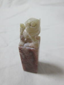 ◆中国 石印材 鉱石 獅子 彫刻 未名彫り 未使用 書道具 落款印材