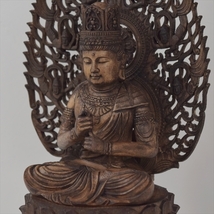 大日如来 木彫り 仏像 座像 仏教美術 大日如来像 置物 フィギュア 木彫 仏像 326a_画像1