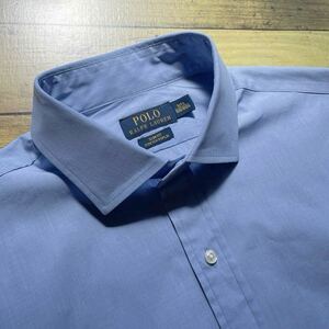 ［美品］Polo Ralph Lauren ポロラルフローレン スリムフィット ポプリンシャツ セミワイドカラー 16.5 （日本XLサイズ相当）