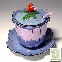 慶應◆1918年(大正7年)頃【NORITAKE オールドノリタケ】ファンシーウェア アール・デコ様式 ラスター彩 ジャム入れ ポット＆ソーサー_画像1