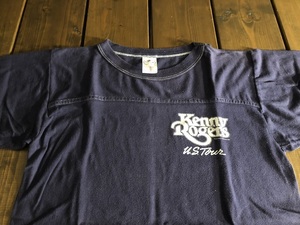 美品★1982s　ヴィンテージ　ANVIL　米国製 (MADE IN USA)　ケニーロジャース　US. TOUR　フットボール　Tシャツ【L】★カントリー