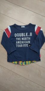 ミキハウス DOUBLE.B ダブルビー 長袖Tシャツ 90cm 重ね着風 