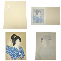 【新作保証】石田和歌 美人画 木版画 初雪 春愁　限定４５０部　悠々洞出版　画寸 55cm×40.5㎝_画像2