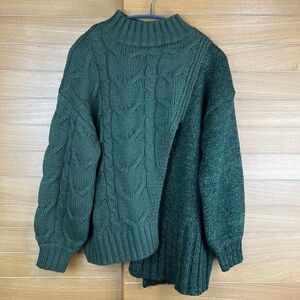 AZUL BY MOUSSY アズールバイマウジー S KNIT GREEN ニット タートルネック ニッ