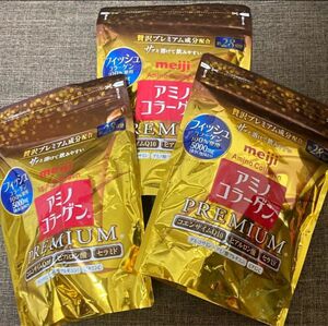 即決 未開封品 meiji アミノコラーゲン プレミアム 約28日分 まとめて 計3袋