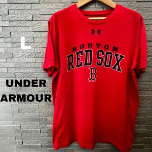 MLB レッドソックス Tシャツ 半袖　メジャーリーグ　 アンダーアーマー L UA 赤　ビッグロゴ　ビッグサイズ　ワイド