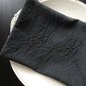 1900年代 フランス 刺繍 立体 染 モノグラム イニシャル 古布 服飾 半物 縫製 民藝 美術 テキスタイル アンティーク