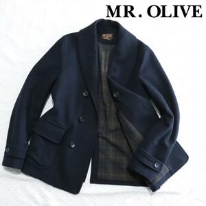 １円！美品！Mr.Olive　ダブルボタン　ブレザー　ミスターオリーブウールテーラードジャケット　　裏地タータンチェック総柄　ウールコート