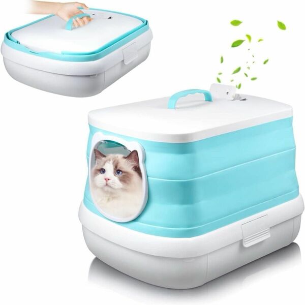 新品未使用　猫用トイレ　持ち運び便利　大容量　脱臭　お手入れ簡単　ペットトイレ 猫 折りたたみ式