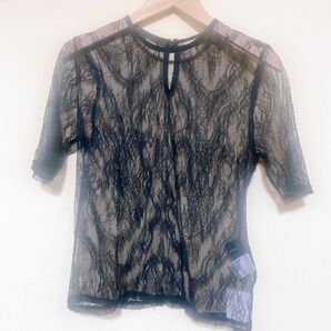 LADY レース TOPS BLACK 黒 ラグナムーン lagunamoon