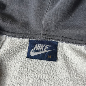 80s 紺タグ NIKE スウォッシュ ロゴ 刺繍 フルジップ スウェット フード パーカー M / 80年代 ビンテージ ナイキ 霜降り グレーの画像3