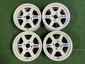 美品 希少 当時物 RAYS TE37C 14×5.5J ET＋35 PCD100 4穴 鍛造 ホワイト VolkRacing レイズ ボルクレーシング 4本セット