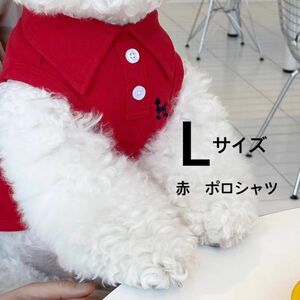 【犬服】ノースリーブ　赤色　Lサイズ　ポロシャツ
