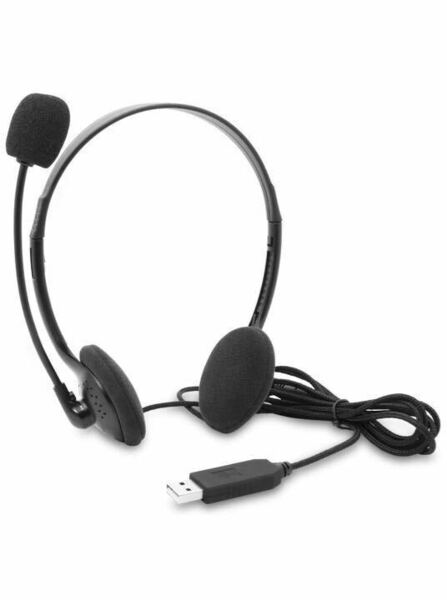 両耳ヘッドバンド式ヘッドセット マイク USB接続 高音質 軽量 通話 ビジネス