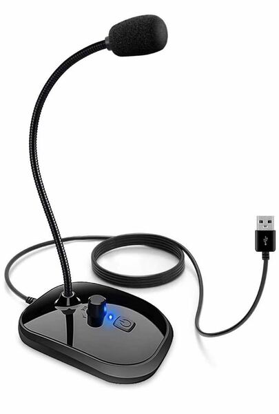 PCマイク全指向性 USBマイク卓上マイク360°集音音量調節可能ミュート機能