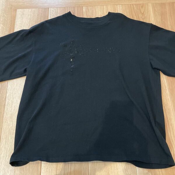Tシャツ XL unknown アンノウン　スターラインストーンtシャツ 黒　ブラック　