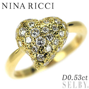  Nina Ricci K18YG бриллиантовое кольцо 0.53ct Heart лот 5 неделя SELBY