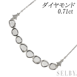 K18WG スライスカット ダイヤモンド ペンダントネックレス 0.71ct 出品4週目 SELBY